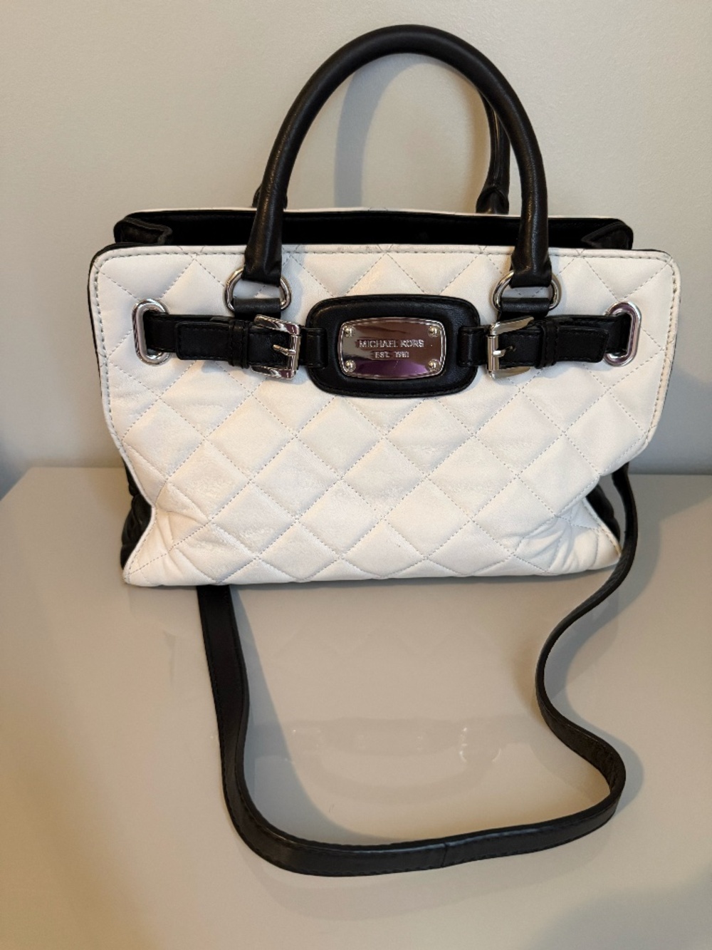 Michael Kors White and Black Quilted Handbag